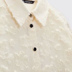Zara Cream Semi-Sheer Top